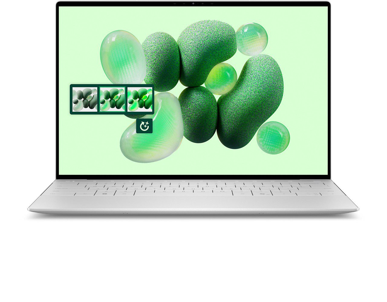 A computer with green images on the screen

Description automatically generated