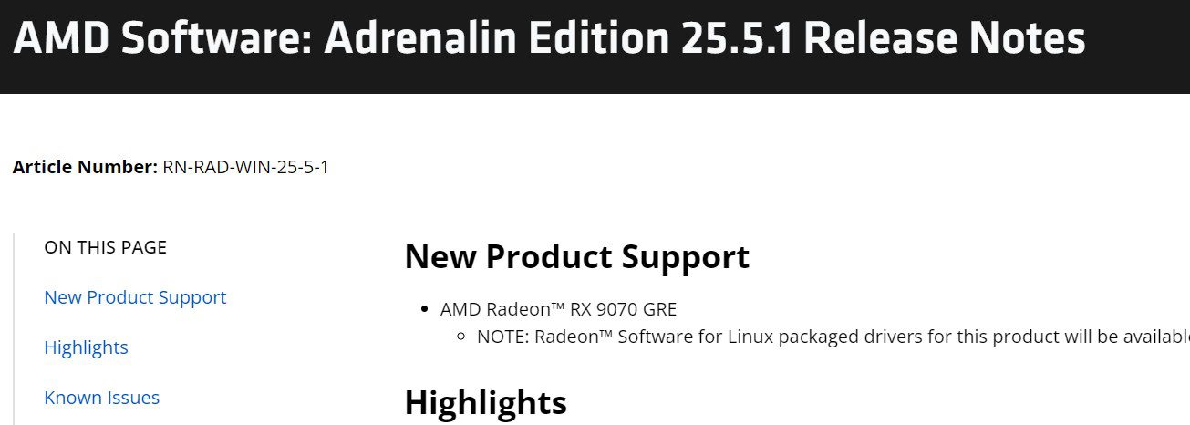 AMD Software Adrenalin 25.5.1 扩展 FSR 4 游戏阵营，支持RX 9070 GRE